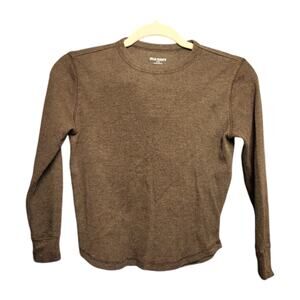 Old Navy Boys Size 8 Long Sleeve Shirt Brown Waffle - Play Condition